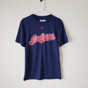 Majestic Cleveland Indians Cool Base S/S T-Shirt Tee Men's Size Small Blue NWOT